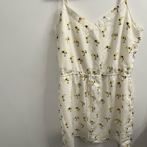 White and Yellow Sleeveless Spaghetti Strap Sundress